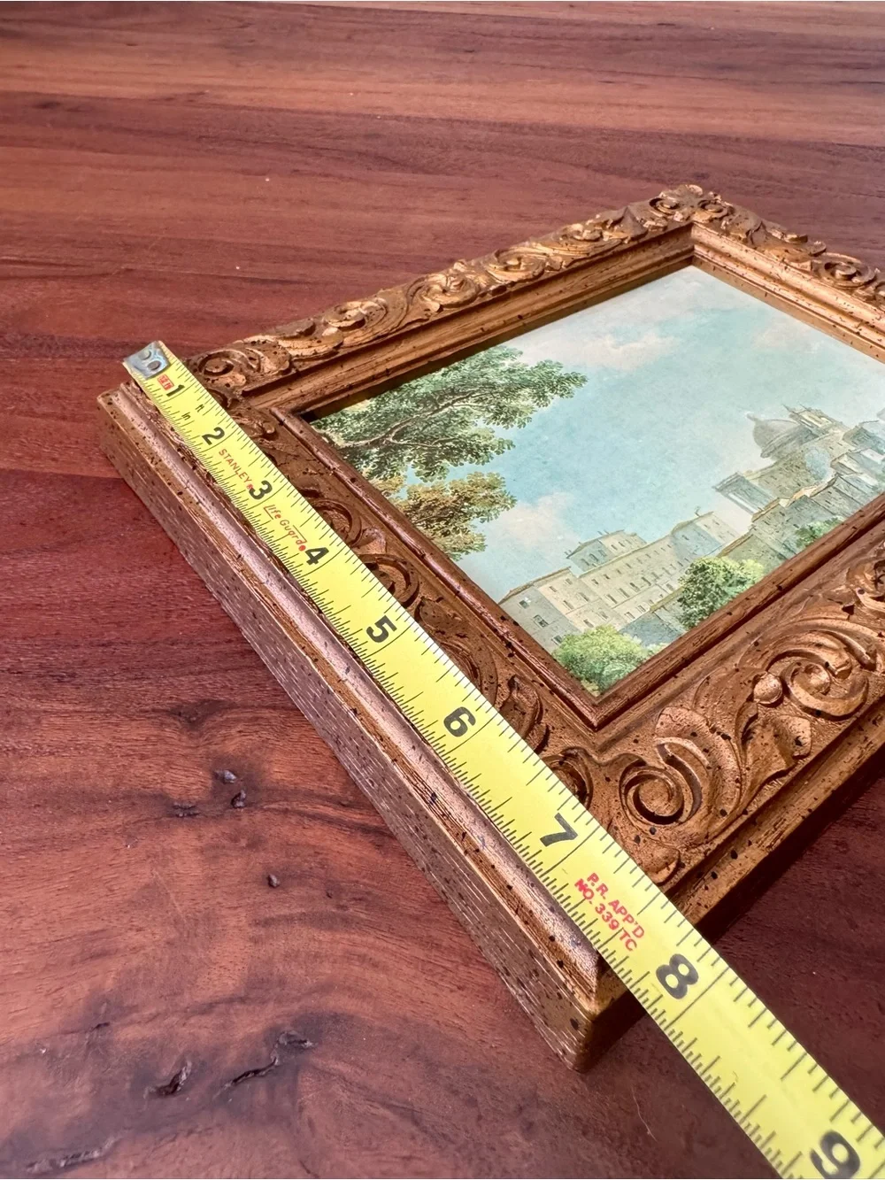 VTG City View Wall Art 1970 Gold Frame Baroque Syroco Style Arricia Italy